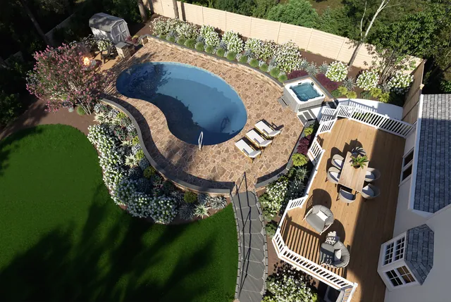 Rendering of the Schroer Residence: the pool from above