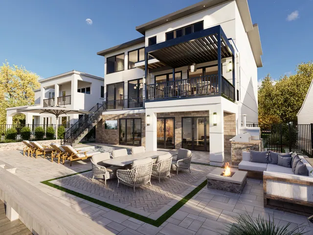 Rendering of the Zefferino Residence: dining and lounge terrace