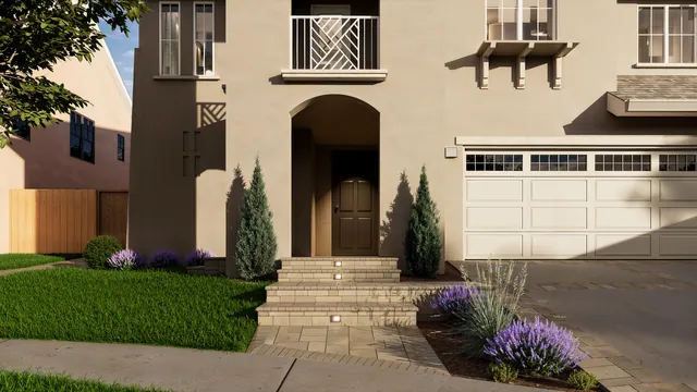 Rendering of the Santacruz Residence: entry steps and beds
