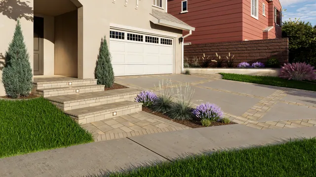 Rendering of the Santacruz Residence: entry walk