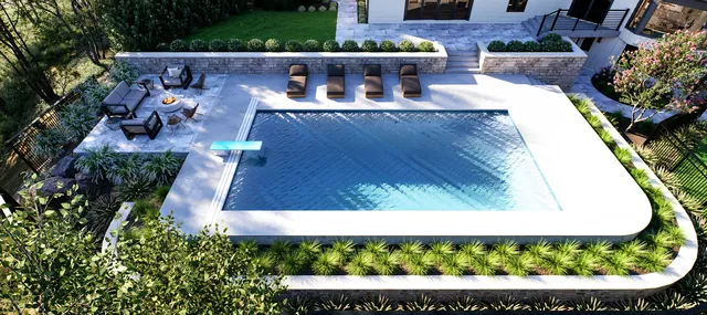 Rendering of the Hammerberg Residence: the pool from above