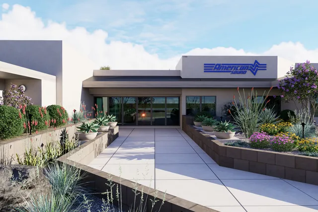 Rendering of the entry drive approaching the building