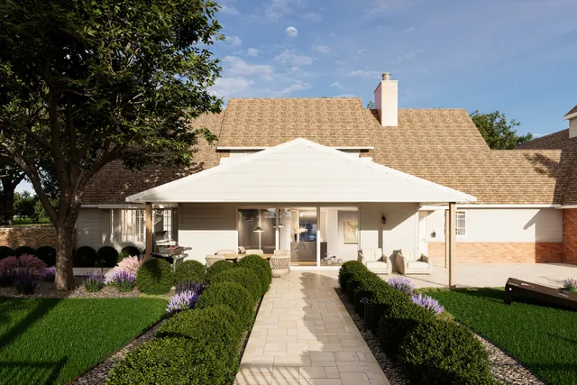 Rendering of the entry walk and front planting beds