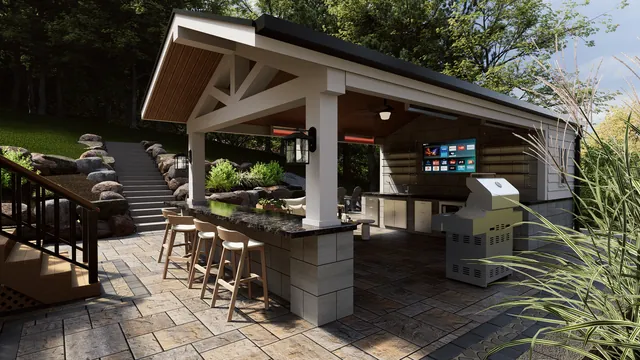 Rendering of the Wilkie Residence: pavilion and bar